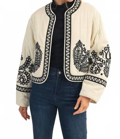 Jodifl Embroidered Round Neck Jacket In White In Multi
