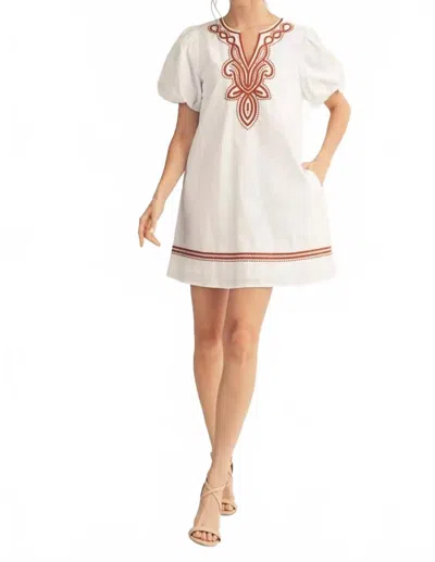 Jodifl Embroidered Shift Dress In White