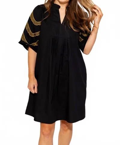 Jodifl Embroidered Short Sleeve Mini Dress In Black