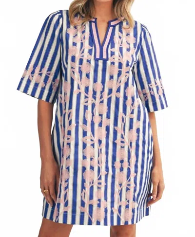 Jodifl Embroidery Detail Stripe Dress In Blue In Multi