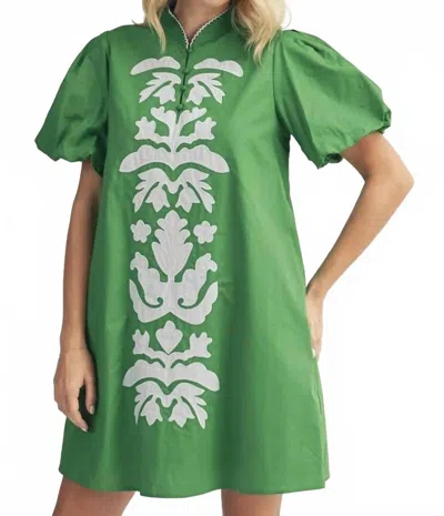 Jodifl Emerald Isle Embroidered Shift Dress In Kelly Green