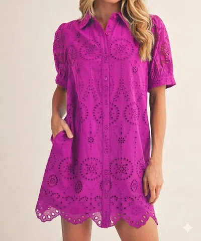 Jodifl Eyelet Button-down Dress In Purple In Pink