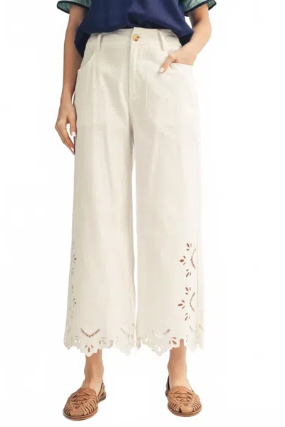Jodifl Eyelet Hem Cropped Pants In White