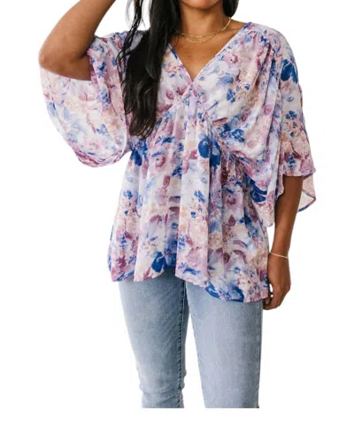 Jodifl Fabled Peplum Top In Floral Draped In Multi