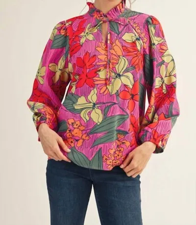 Jodifl Fall Floral Top In Magenta In Multi