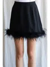 Jodifl Feather Mini Skirt In Black In Black