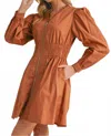 Jodifl Felecity Front Zip Dress In Toffee In Brown