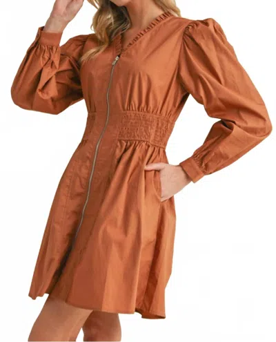 Jodifl Felecity Front Zip Dress In Toffee In Brown