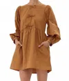 Jodifl Felicity Long Sleeve Dress In Tan In Brown