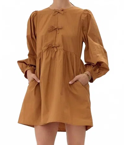Jodifl Felicity Long Sleeve Dress In Tan In Brown