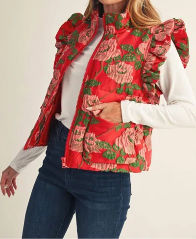 Jodifl Festive Bloom Vest In Red