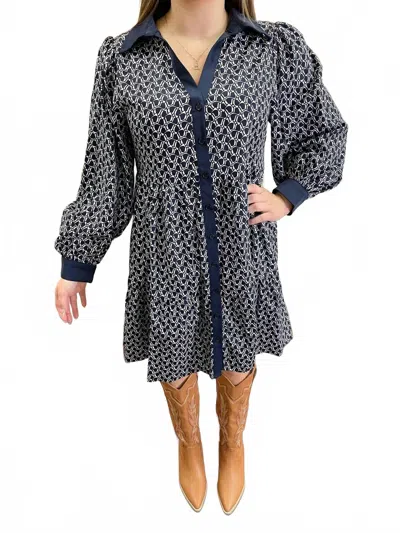 Jodifl Five Stars Long Sleeve Dress In Navy In Blue