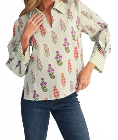 Jodifl Floral Band Neck Top In Green In Neutral
