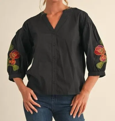 Jodifl Floral Button Up Shirt In Black
