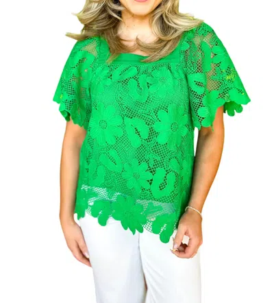 Jodifl Floral Lace Top In Green