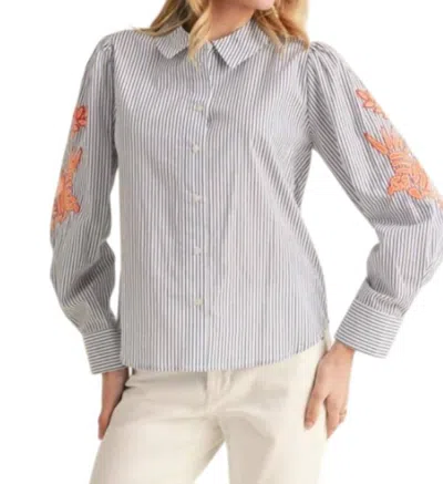 Jodifl Floral Prep Blouse In Blue In Gray