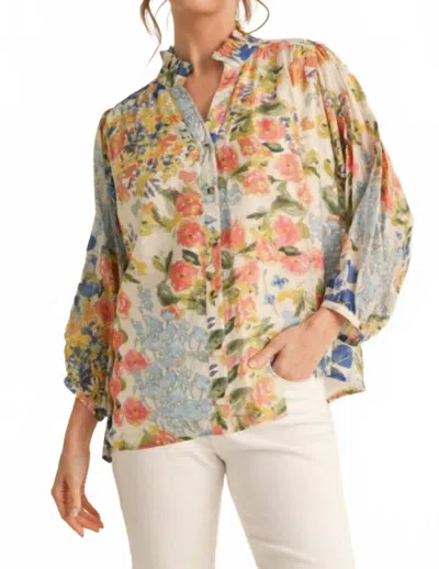 Jodifl Floral Print Chiffon Top In Orange Multi