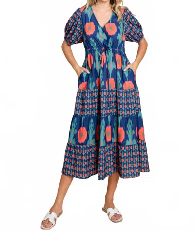Jodifl Floral Print Midi Dress In Navy In Blue