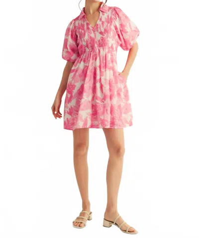 Jodifl Floral Print Smocked Mini Dress In Pink