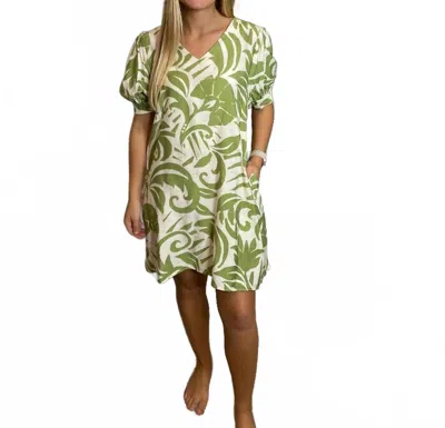 Jodifl Floral Shift Dress In Sage/white In Green