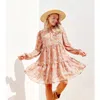 JODIFL FLORAL TIERED LONG SLEEVE DRESS