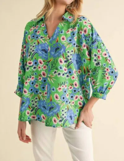 Jodifl Flower Garden Top In Green Multi