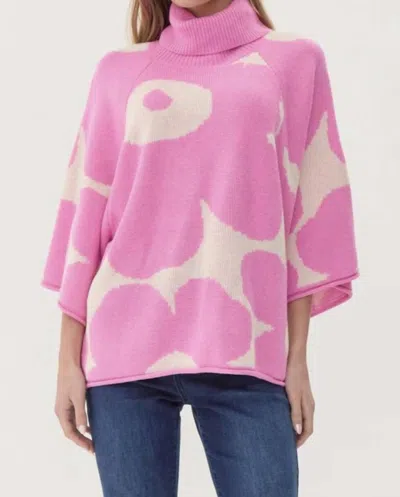 Jodifl Flower Knit 3/4 Dolman Sleeves Pullover In Pink