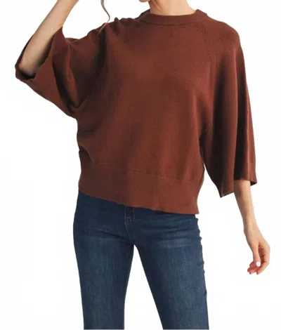 Jodifl Flutter And Flirt Knit Sweater Top In Brown