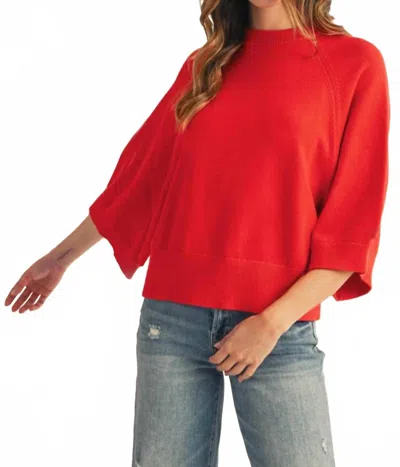 Jodifl Flutter And Flirt Knit Sweater Top In Tomato Red