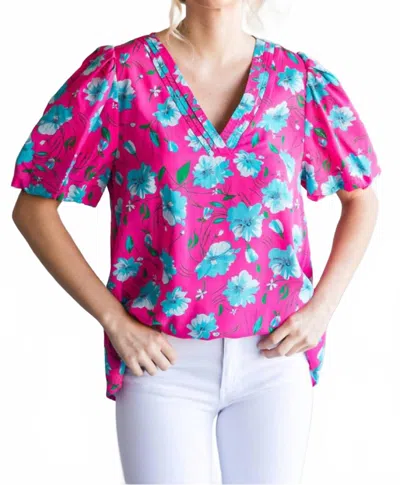 Jodifl Fresh Blossom Top In Fuchsia In Multi