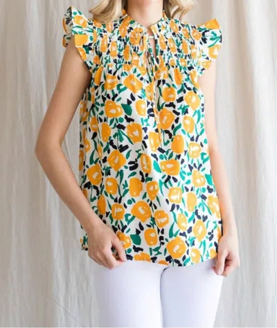 Jodifl Golden Blooms Top In Yellow In Multi