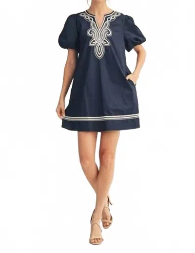 Jodifl Grace Embroidered Dress In Midnight In Blue