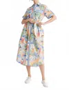 Jodifl Greece Pattern With Tie Dress In Blue Mix In Blue