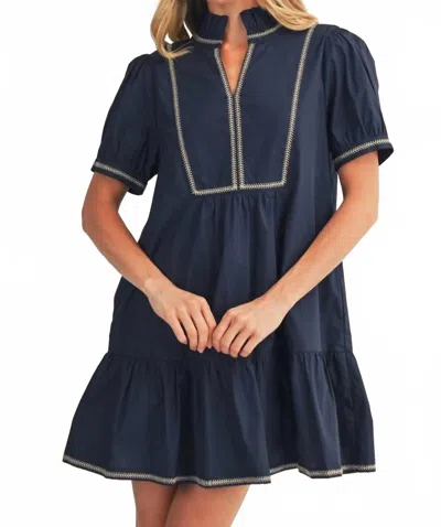 Jodifl Greer Embroidered Dress In Navy In Blue