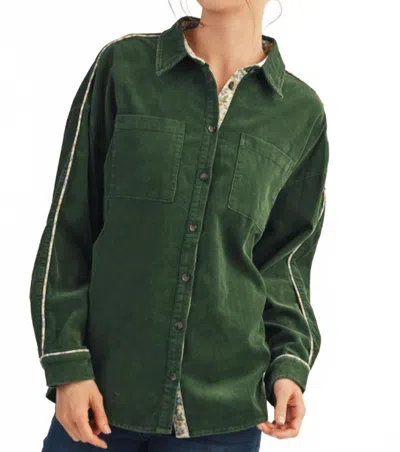 Jodifl Growing Pains Cord Top In Pine Green In Gold