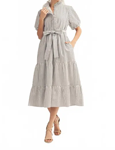 Jodifl Hallie Striped Midi Dress In Off White