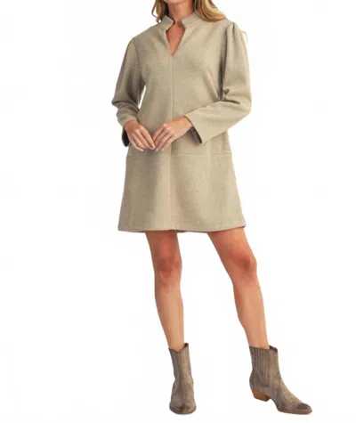 Jodifl Herringbone Tailored Shift Dress In Taupe In Neutral