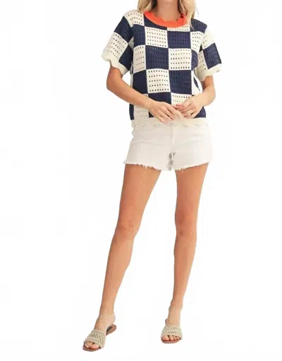 Jodifl Highway Run Sweater In Checkered In Blue