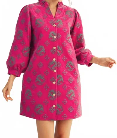 Jodifl Hoda Statement Dress In Hot Pink And Emerald Green In Purple