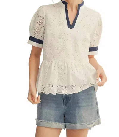 Jodifl I Don't Mind Blouse In White/blue In Neutral