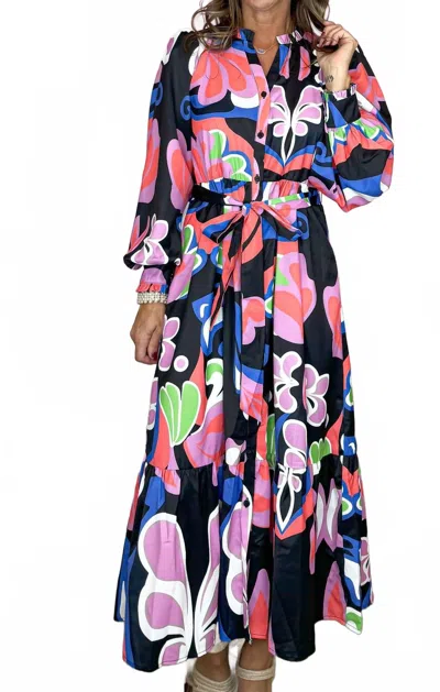Jodifl It's No Surprise Abstract Midi Dress In Black In Multi