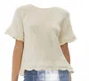 Jodifl Jayla Scalloped Detailed Short Sleeve Sweater In Cream In Animal Print