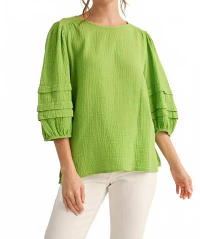 Jodifl Joy Gauzy Bell Sleeve Top In Rich Lime In Green