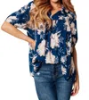 Jodifl Just Coasting Floral Blouse In Navy In Blue
