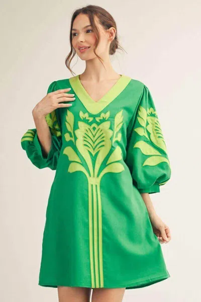 Jodifl Kat Contrast Mini Dress In Yellow/ Green