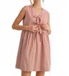 Jodifl Keeley Striped Bow Mini Dress In Brick Red & Oyster In Pink