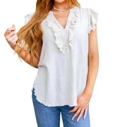 Jodifl Keep Me Posted Ruffle Detail Blouse In Ivory In Multi