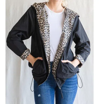 Jodifl Leopard Hooded Jacket In Black