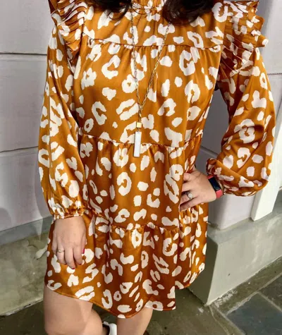 Jodifl Leopard Print Tiered Dress In Rust In Multi