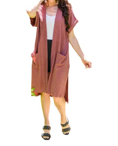 Jodifl Light Breeze Short Sleeve Cardigan In Dark Mauve In Multi